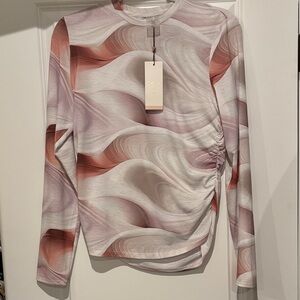 Calia Pink and Cream Swirl Long Sleeve Top